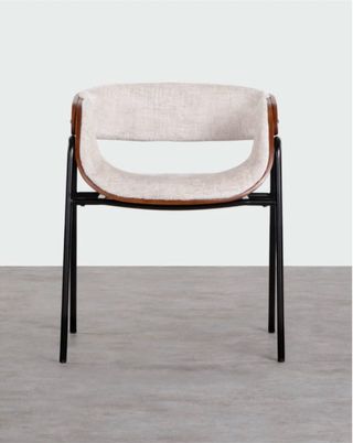  Butaca hierro y madera beige y marrón