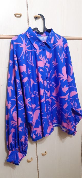 Camicia donna maniche pipistrello fantasia
