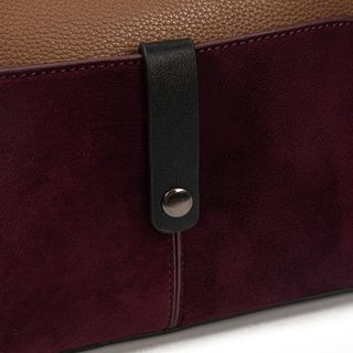 Bandolera ante y piel marrón/morado