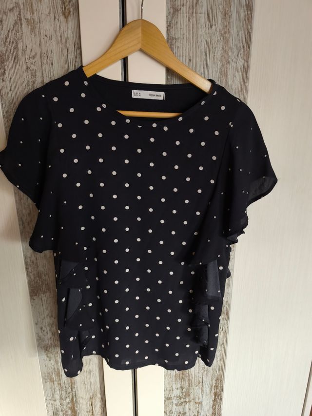 Blusa Azul Marino Sfera Basic lunares blancos tall