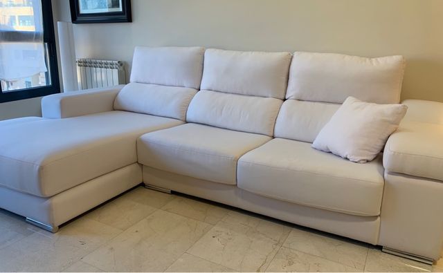 Sofá Chaiselongue Blanco Tela