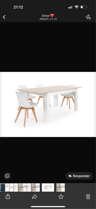 Mesa comedor extensible madera y blanco