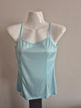 Blusa + Top estilo asiático azul turquesa 2 em 1