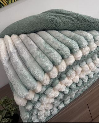 Edredom de inverno felpudo verde e branco