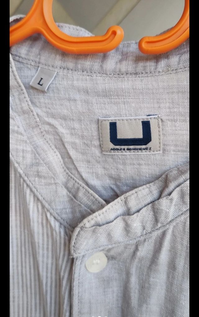 Camisa Lino Hombre Beige Talla L