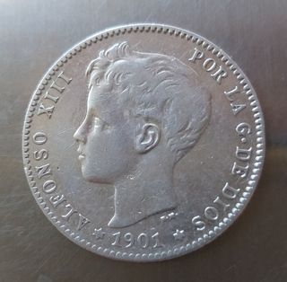 Moneda plata 1 Peseta 1901.
