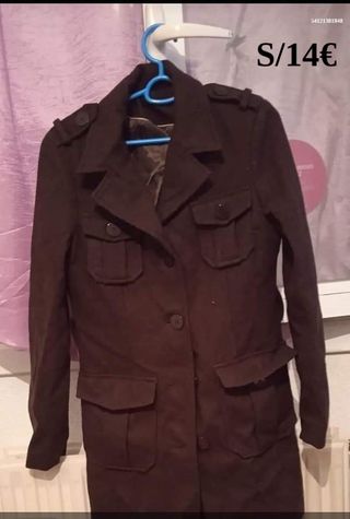 Abrigo marrón largo mujer talla S
