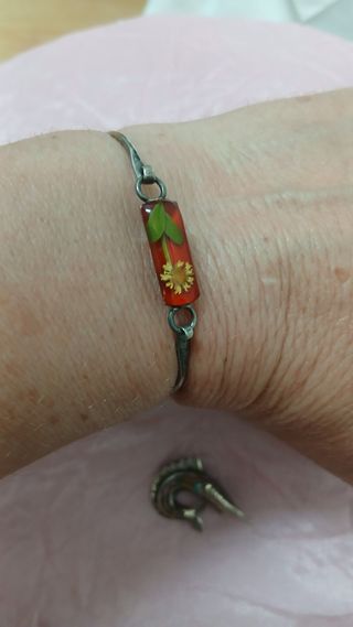 Lote Pulsera y Broche Plata Vintage México Años 80