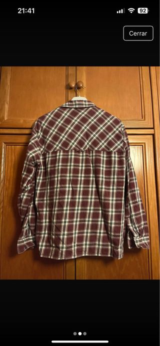 Camisa de cuadros granate y blanca