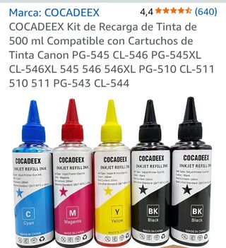 Kit Recarga Tinta Canon COCADEEX 500ml