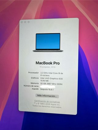MacBook Pro 16 i9 32GB 1TB