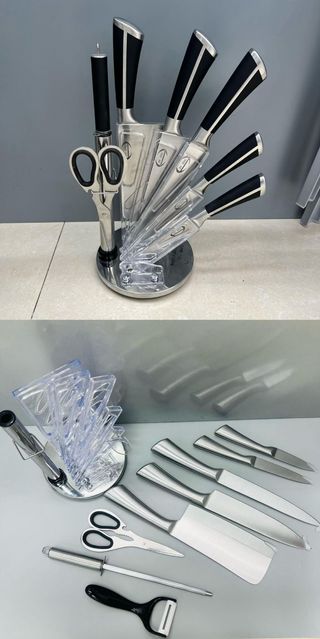Ceppo portacoltelli con forbici e accessori