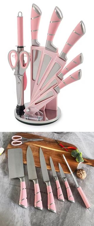Set Coltelli Rosa e Argento