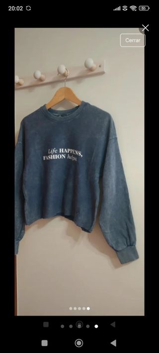 Sudadera cropped azul lavado