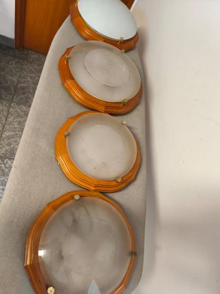 Lámparas de techo madera y cristal (4 unidades)