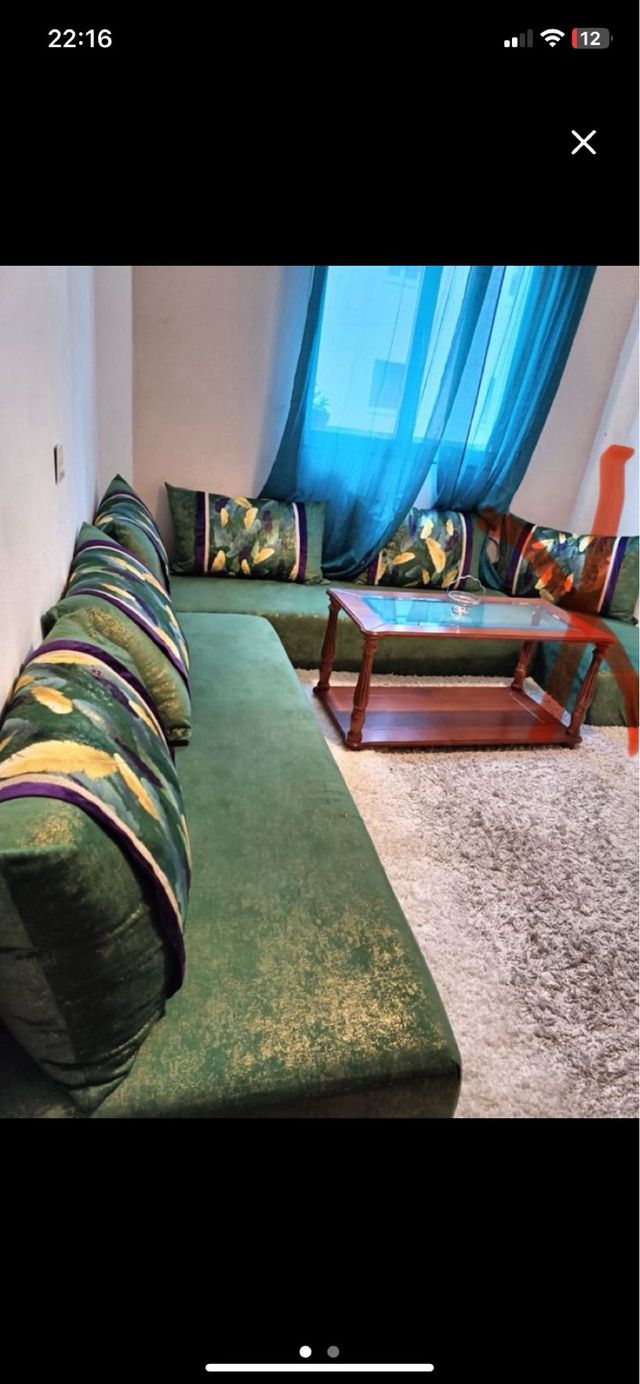 2 Fundas para sofás (Tlamet) verdes y dorado