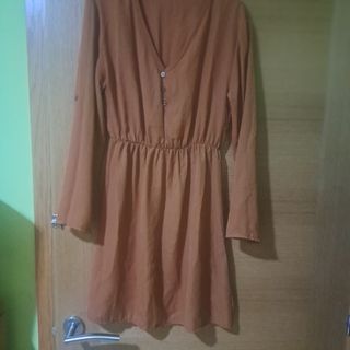 Vestido marrón manga larga