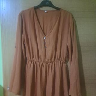 Vestido marrón manga larga