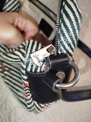 Bolso Bimba y Lola rayas azul y rojo