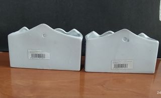 2 Humidificadores de cerámica azul y blanco