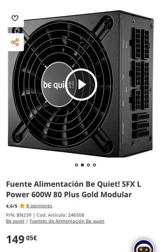 Fuente Be Quiet! SFX L Power 600W 80 Plus Gold