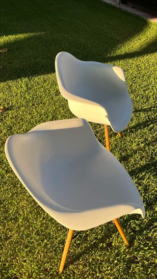 6 Sillas Diseño Nórdico Blancas Patas Madera