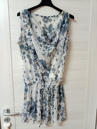 Vestito fantasia floreale azzurro