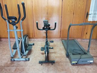 Cinta de correr, bicicleta estática y elíptica