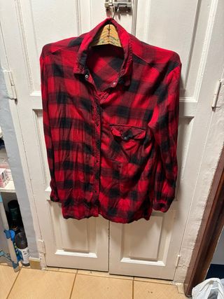 Camisa cuadros roja y negra mujer