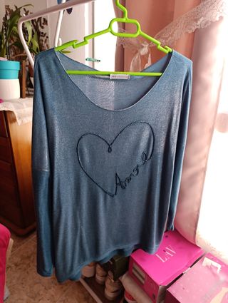 Jersey punto azul corazón Amore