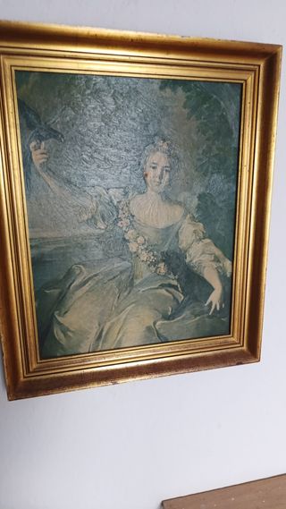 Cuadro antiguo marco bronce