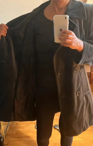 Cappotto doppiopetto in velluto nero Tg S