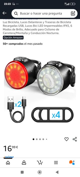 Luces Bici LED USB Recargables (Delantera y Traser