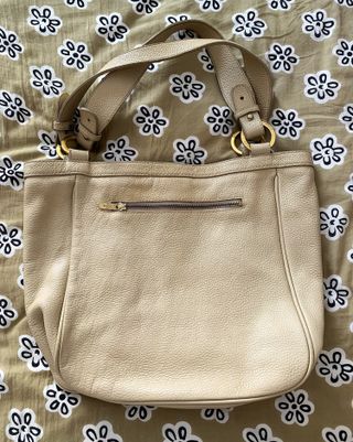 Bolso de cuero beige bordado TOUS