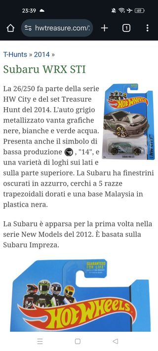 Hot Wheels Subaru WRX STI treasure hunt