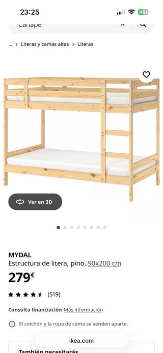 Litera MYDAL Ikea Pino 90x200cm