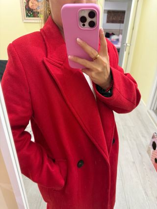 Abrigo Zara Rojo 50% lana 

