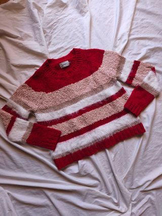 Jersey ONLY rayas Xs rojo, marrón, rosa y blanco