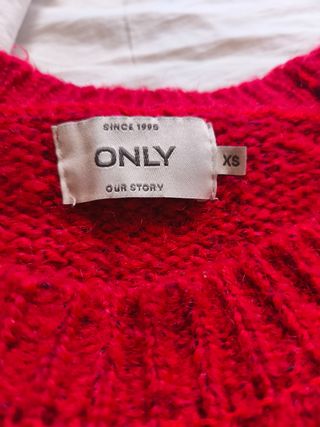 Jersey ONLY rayas Xs rojo, marrón, rosa y blanco