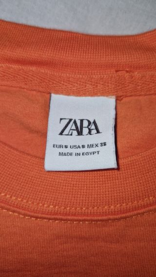Camiseta Zara Naranja Estampado Mono