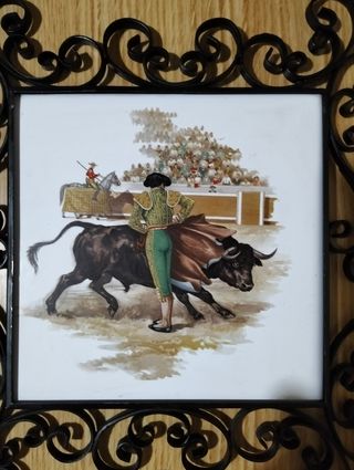 2 Azulejos taurinos pintados a mano .