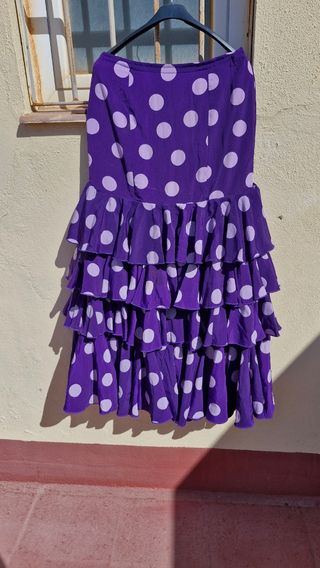 Traje Flamenca Lila y Morado Lunares