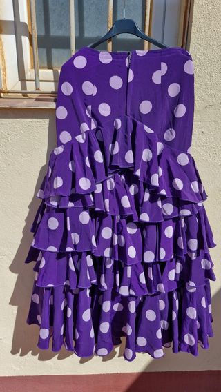 Traje Flamenca Lila y Morado Lunares