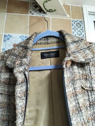 Abrigo Zolder cuadros cómodoy bufanda natura