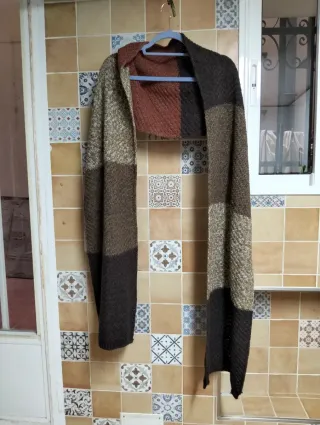 Abrigo Zolder cuadros cómodoy bufanda natura