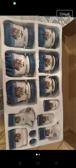 Set 8 Barattoli Ceramica Decorati Frutta