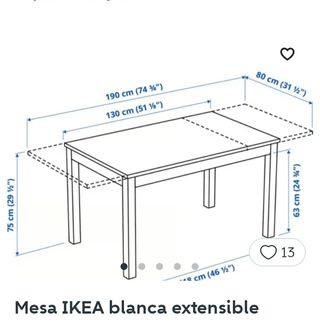Mesa comedor madera blanca 130x90