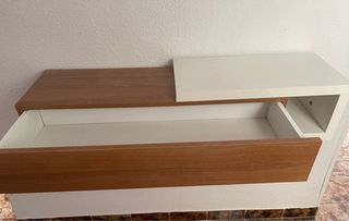 Mueble recibidor madera y blanco