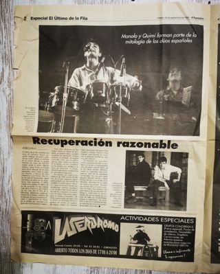 Recorte Periódico El Último de la Fila 1993