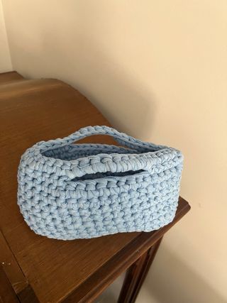 Bolso crochet azul hecho a mano